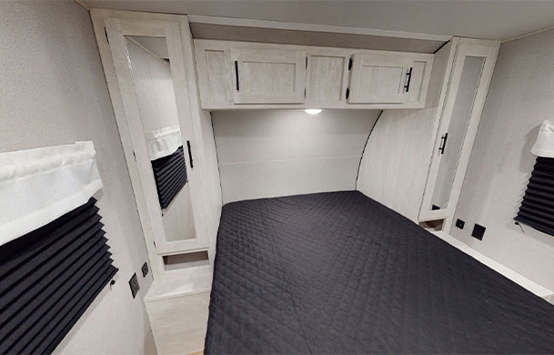 premium rv rental interior master bedroom