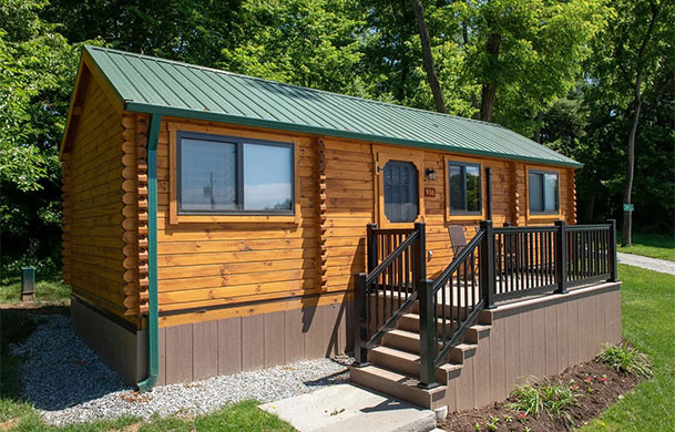 Premium Lodge cabin exterior at Adventure Bound Tall Pines